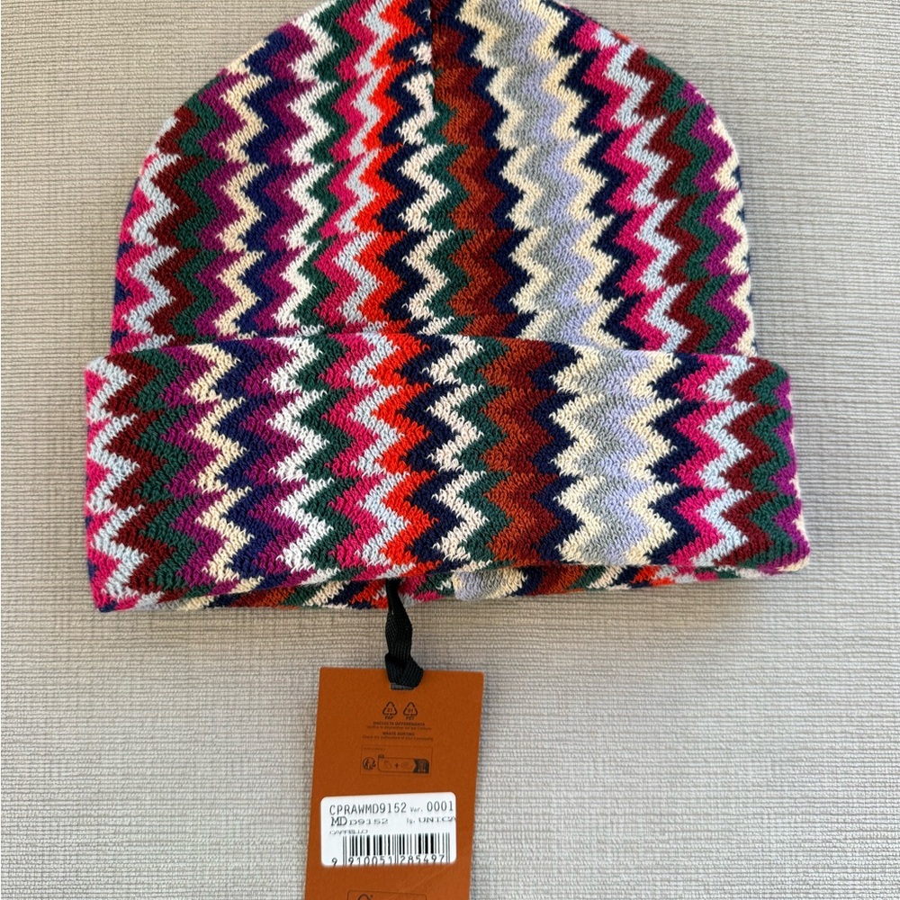 NWT Authentic MISSONI Multicolor Zigzag Knit Bean… - image 2